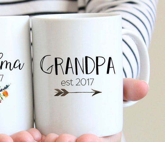 Grandpa est 2017 mug, new grandpa pregnancy announcement gift (M384)