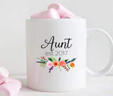 Aunt est 2017 Coffee Mug, New Aunt Pregnancy Announcement Gift (M451)
