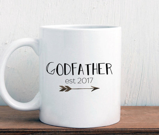 Godfather est 2017 Coffee Mug, New Godfather Pregnancy Announcement Gift (M463)